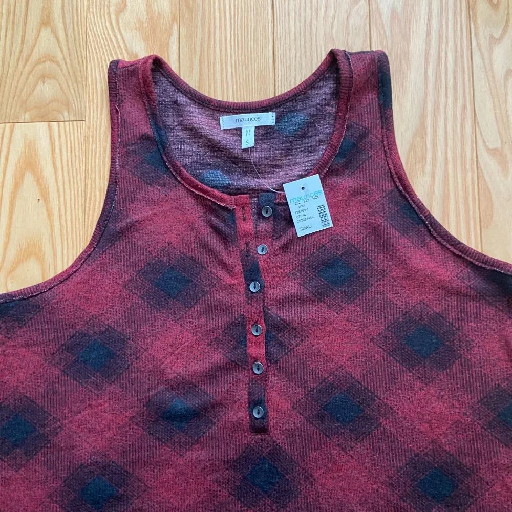 Maurices NWT Red Plaid Tank Top Size Small - Picture 4 of 10